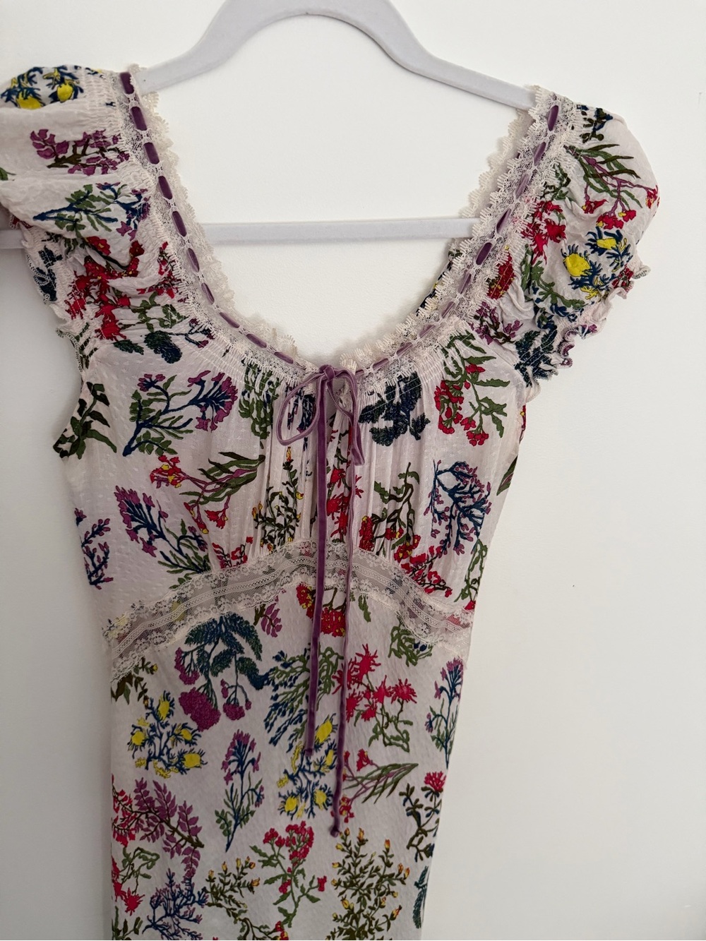 Anthropologie White Floral Tie-Front Maxi Dress - Picture 5 of 8